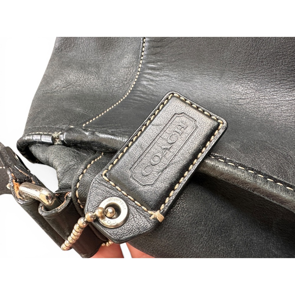 Coach Leather Messenger Bag Mens Black Fair Condition Contrast Stitch Briefcase - Picture 6 of 11